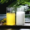 Taza de Té de Vidrio de Borosilicato Alto para Bebidas Frías de Verano, Taza Transparente Creativa de Tubo Recto para Leche con Popote, Portátil