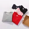 Camiseta Básica Holgada de Cuello Redondo para Niños y Niñas de Comercio Exterior, Chaqueta Superior para Niños Mayores, Sudadera de Algodón para Niños de Color Sólido