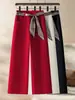 Pantalones Blancos con Cordones para Mujer 2026 Estilo Nuevo Pantalones de Mezclilla Suave Otoño Cintura Alta Sueltos Caídos Pantalones Casuales de Pierna Recta para Mujer