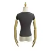 Bt811-26 Estilo Nuevo de Primavera Estilo Europeo y Americano Deseo Puro Sexy Grande Redondo Cuello Redondo Manga Corta Elástico Ajustado Delgado Camiseta
