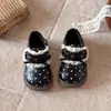 Zapatos de Cuero con Lunares Estilo Coreano para Niños 2026 Otoño/Invierno Nuevos Zapatos Mary Jane Simples con Lazo de Encaje Zapatos de Princesa