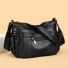 Bolso Grande de Piel Genuina para Mujer 2025 Nuevo Moderno Multicapa de Piel de Vaca Bolso de Hombro Cruzado para Madre de Edad Media