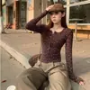 Suéter de Punto de Manga Larga Adelgazante con Cintura Ajustable, Estampado de Lunares, Nuevo para Otoño/Invierno 2026, Popular en Internet, Ropa Femenina Más Vendida en Dongdaemun, Corea