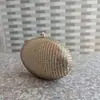 Suministro Directo en Stock para Mercados Europeos y Americanos Transfronterizos: Mini Bolso de Noche Metálico de Fondo Plano con Pedrería, Bolso de Mano Pequeño de Pedrería con Adorno Completo de Pedrería