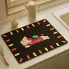 Alfombrilla de escritorio para cachorros con borde de color dopamina, alfombrilla impermeable de tierra de diatomeas de secado rápido, alfombrilla para escurrir platos en encimera de cocina
