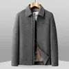 Chaqueta de hombre para otoño e invierno, hecha de sarga de lana merino de fibra larga, con cuello de solapa para hombre, forro de plumón de pato al 90%, abrigo de lana de doble cara