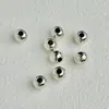Contas Espaçadoras Redondas Vazadas de Cobre, Colar de Contas para Fio Artesanal Banhado a Prata, Contas de Posicionamento, Acessórios de Joias, Contas Soltas Lisas com Furo Reto