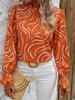 2026 Transfronteriza Europea y Americana Primavera y Otoño Amazon Wish Camisa para Mujer Estampada con Volantes de Manga Larga y Cuello con Volantes