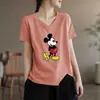 Camiseta de manga corta con cuello en V, holgada, talla grande, para mujer, superávit de comercio exterior transfronterizo