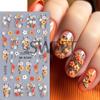Nuevas pegatinas para uñas con relieve 5D transfronterizo, ideales para primavera y verano, con flores coloridas y hojas.