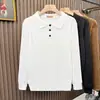 Suéter tipo polo para hombre estilo Old Money, Cuello camisero, Tejido de punto a rayas de manga larga de alta gama para negocios, Otoño e Invierno, Venta al por mayor de fábrica transfronteriza