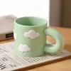Taza de Cerámica Estilo Pareja Amigos Íntimos Pintada a Mano Creative Cloud para Beber Agua Enjuagar la Boca Taza de Café Taza de Desayuno para el Hogar Estudiante