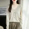 Cárdigan de Punto con Cuello en V de Lino para Mujer Nuevo Estilo Primavera y Verano 2026 Hilo de Colores Holgado y Versátil Chaqueta de Punto Fina con Protección Solar para Mujer