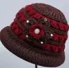 Chapéus de Tricô Quentes para Idosos Outono e Inverno Chapéus para Mãe Chapéus de Lã Grossa com Forro de Fleece para Meia-Idade e Idosos Chapéus de Bacia para Senhoras Idosas