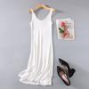 Vestido Longo de Malha de Seda de Amora de Alta Qualidade com Decote em V, Gola Alta, Saia Tipo Vestido, Saia Base, Versátil, Camisola, Tamanho Grande, Comprimento Estendido