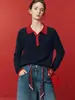 Suéter Vintage de Lana de Oveja Tejido en Cable con Cuello Polo para Mujer 2026 Otoño Tejidos