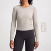 Athena lulu Traje de Yoga Acanalado Molino de Agua para Mujer de Manga Larga Plisado Ajustado Adelgazante Traje Deportivo de Fitness Top