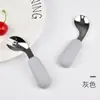 Vajilla Infantil para Bebé Tenedor y Cuchara de Acero Inoxidable 316 Mango Corto Tenedor para Bebé Cuchara para Comer Alimentos Complementarios para Bebés Cuchara Curva