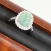 Anillo de Hoja de Jade Natural Incrustado con Nuevo Estilo Étnico Chino, Noble y Elegante Elegante, Cabello Diverso 9335