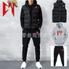 Conjunto de Tres Piezas de Sudadera Chaleco Casual de Moda para Hombre y Mujer Otoño e Invierno Traje Deportivo Estampado de Terciopelo Europeo y Americano Listo para la Venta