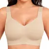 Ropa interior inalámbrica de talla grande para mujer, cobertura total, moldeadora, anti-flacidez, sin costuras, sujetador diario