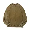 Sudadera de Punto Pesado 350g Batik Lavado Vintage Cuello Redondo Otoño Invierno Lista para Usar Teñida Hombro Caído Manga Larga Retro