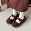 Zapatos planos mullidos pequeños de estilo fragante con forro polar para mujer 2024 nuevos otoño e invierno retro cabeza redonda versátiles suela suave Mary Jane zapatos de algodón