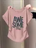 Camiseta de Manga Corta Estilo Nuevo 2026 con Mangas Volantes Pequeñas, Hombro Normal, Algodón Puro, Cintura Ajustada, Corte Ajustado, Adelgazante, Top Gris para Mujer, Estilo Coreano, Verano