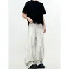 2025 Novo Estilo Americano Retrô Branco Sujo Machete Banana Jeans Marca Tendência Masculino e Feminino Largo Solto Perna Larga Lavado Velho