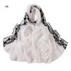 Renda Bordada Trevo de Quatro Folhas Leve Respirável Cor Sólida Chiffon Pérola Renda Lenço Longo Xale Chiffon