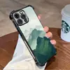 La funda de teléfono más vendida de la estación Temu, Qingshan Pintoresca de Nuevo Estilo Chino para Apple 17 Pro Max, 16 Funda Suave con Airbag Electrochapado
