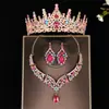 Colar Coroa Estilo Palácio Retrô com Diamantes Brilhantes em Forma de Gota, Moda Versátil de Luxo Leve Exquisito de Nicho Conjunto de Três Peças