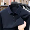 Camisa Polo de Manga Larga para Hombre en Seda y Lana, Novedad Otoño 2026 Casual de Negocios Camiseta sin Costuras de Seda Helada