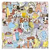 50 pegatinas originales de dibujos animados dibujadas a mano, divertidas, lindas, de mascotas, con expresión somnolienta, para refrigerador, taza de té y pegatinas guka