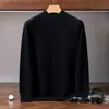 Suéter de cachemira para hombre, tejido de punto grueso de doble hilo de siete agujas con cuello alto medio, suéter de capa base de punto para otoño e invierno