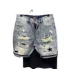 Pantalones Cortos de Mezclilla para Hombre con Agujeros, Estilo Delgado, Verano 2026, Pantalones Casuales de Pierna Recta de Longitud Media, Pantalones de Media Pierna, Pantalones de Cinco Puntos, Ropa de Trabajo