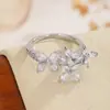 Anel Aberto Borboleta de Zircônia de Luxo Leve de Alta Qualidade para Mulheres, Exquisito, Elegante, Moderno, Individual, Versátil, Anel de Dedo