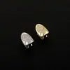 Dientes Postizos de Cobre Zirconia Cuadrados Cruzados Chapados en Oro Real Hip-Hop Dientes de Oro Personalizados Accesorios Versátiles de Dientes Falsos Europeos y Americanos Rap