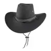 Chapéu de Veludo de Couro de Veado Europeu e Americano Estilo Cowboy Ocidental Chapéu de Lã Estilo Étnico Masculino Chapéu de Feltro Jazz