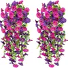 Flor Violeta Artificial Trepadeira Pendente Flor de Parede Flor Falsa de Plástico Trepadeira Decorativa Flor de Seda Trepadeira Glória da Manhã de Casamento