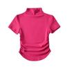 Camiseta Corta de Manga Corta con Cuello Alto Pequeño y Bajo en Forma de U Estilo Spice Girl Puro Verano 2023 Ligeramente Madura Elegante Ajustada Corta de Cintura Alta