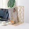 Estantería de escritorio geométrica simple de lujo con luz nórdica, caja de almacenamiento para suministros de oficina, carpeta y escritorio