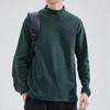 Camiseta básica de terciopelo de doble cara para hombre, otoño e invierno, color sólido, simple, cuello semi alto, manga larga, camiseta térmica calefactable