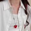 Collar Largo de Acero de Titanio Inoxidable para Mujer con Corazón Transparente y Diseño de Nicho, Moderno, Versátil, Ajustable, Cadena para Suéter