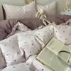 Juego de Ropa de Cama de Algodón Grado Madre y Bebé Clase A de Cuatro Piezas Sábana de Cama 100% Algodón Funda Nórdica Funda de Almohada Faldón de Cama Juego de Tres Piezas para Dormitorio de Estudiante 4
