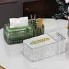 Caja de Pañuelos de Lujo Ligero y Acabado de Alta Gama, Creativa Caja de Pañuelos para Escritorio de Sala de Estar con Almacenamiento y Dispensador de Pañuelos Multifuncional con Resorte