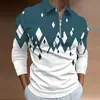 Outono 2024 Novo Exportação Transfronteiriça Masculino 3D Estampado Cor Sólida Casual Zíper Manga Longa Camisa Polo Camisa Paul