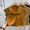 Camisa Europea Pequeña de Manga Volante para Mujer 2024 Verano Nueva Sin Mangas Corta Chaleco de Trabajo Todo Fósforo Adelgazante Top de Commuter