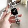 Pulseira de Corrente Dupla de Couro e Jeans Estilo Chanel Pequena Adequada para Apple Watch iWatch Séries 12/11/10