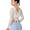 Blusa de Malla Fina Hilo de Hielo Manga Larga Dos Formas de Usar Correa Kink Transpirable Holgada Casual Deportiva Yoga